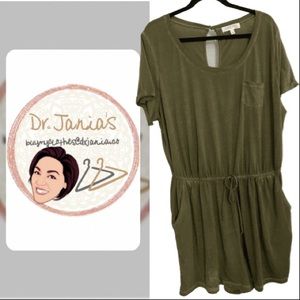 Army green, shorts, cotton romper